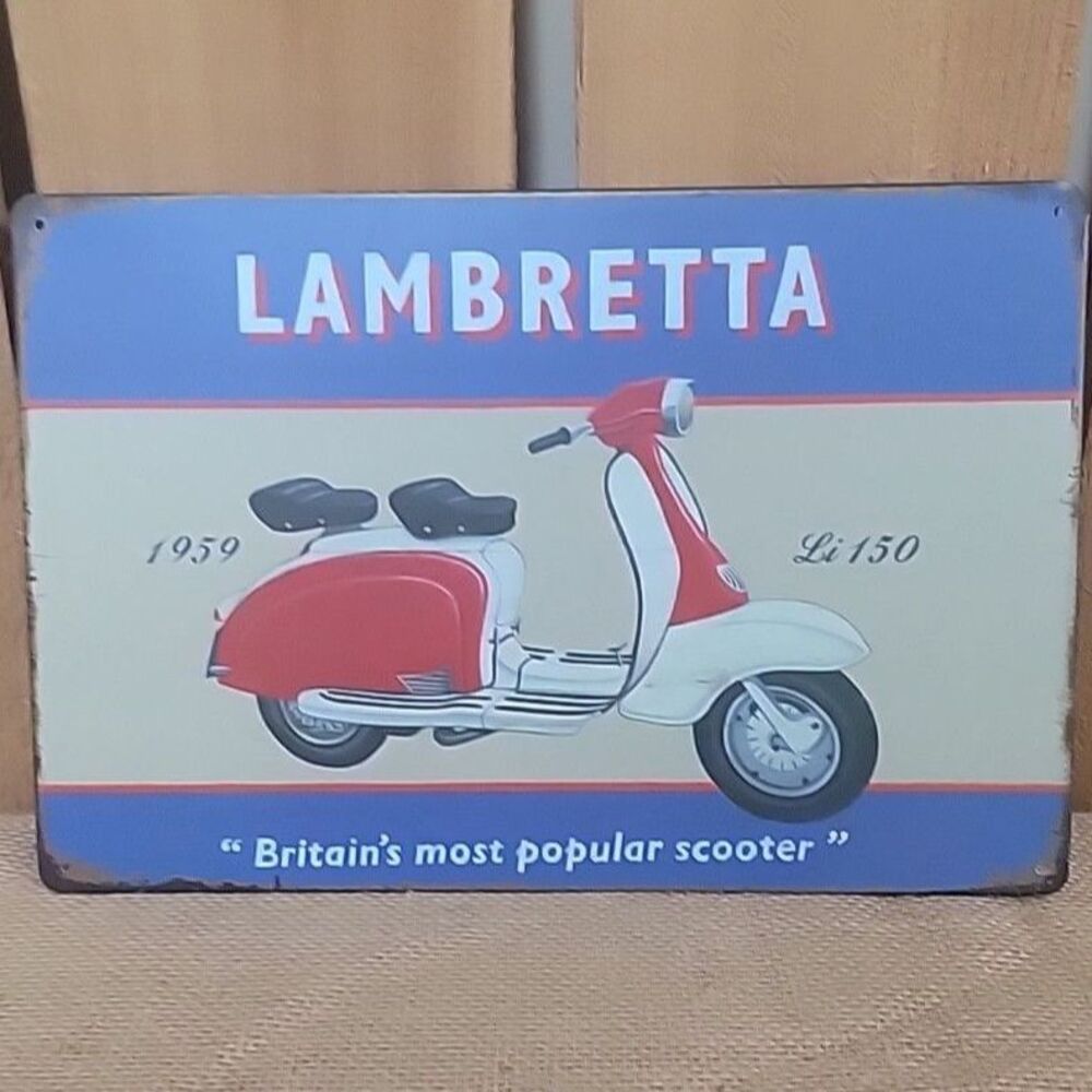 Lambretta 1959 Scooter Advertising Metal Sign 8"x12" Garage Shop Man Cave